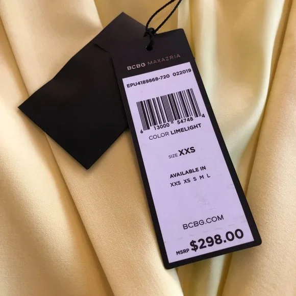 *NEW WITH TAGS* BCBGMaxAzria Pleated Peplum Limelight Yellow Blazer/Jacket XXS - Picture 10 of 16